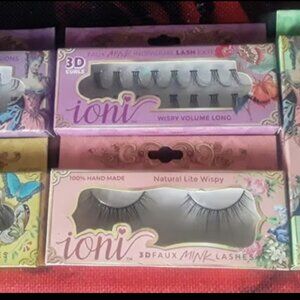 7 pc Ioni Eyelashes n glue set 3d faux long, wispy volume, medium, dramatic